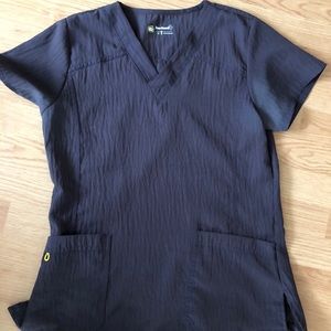 Wonderwink Four-Strectch Grey Scrub Top med